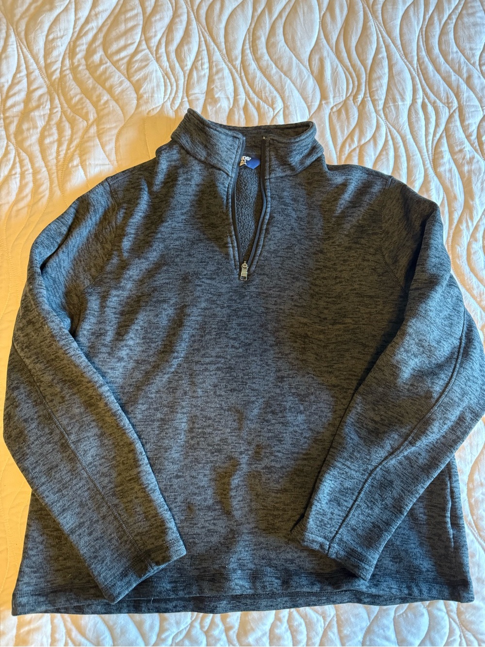 Lands' End Men's Heathered Charcoal Zip-Neck Sweater